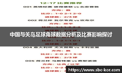 中国与关岛足球角球数据分析及比赛影响探讨